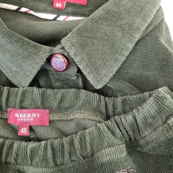 Burberry London Hunter Green Corduroy Stretch Cotton Pants Suit Size 10/Large - Picture 14 of 14